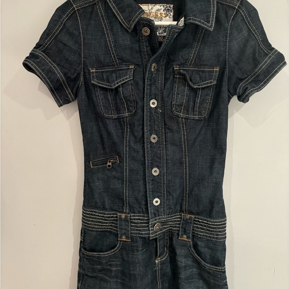 Guess Dark Denim Short Sleeve Dress - Picture 1 of 6